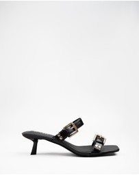 RAID - Mesmerize kitten heeled sandals with buckles in black