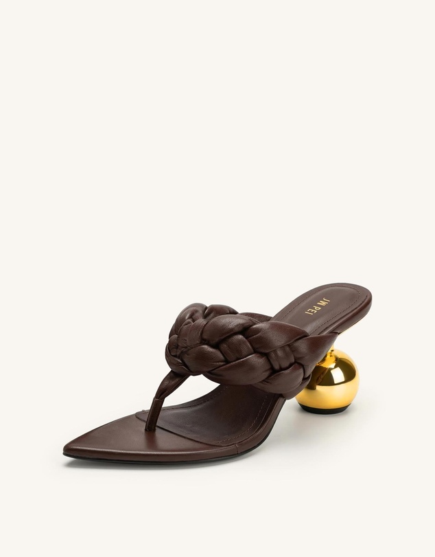 JW PEI - Ellie Braided Orb Heel Thong Mule Heels
