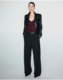 M.N.G - Lurex Knitted V-Neck Top