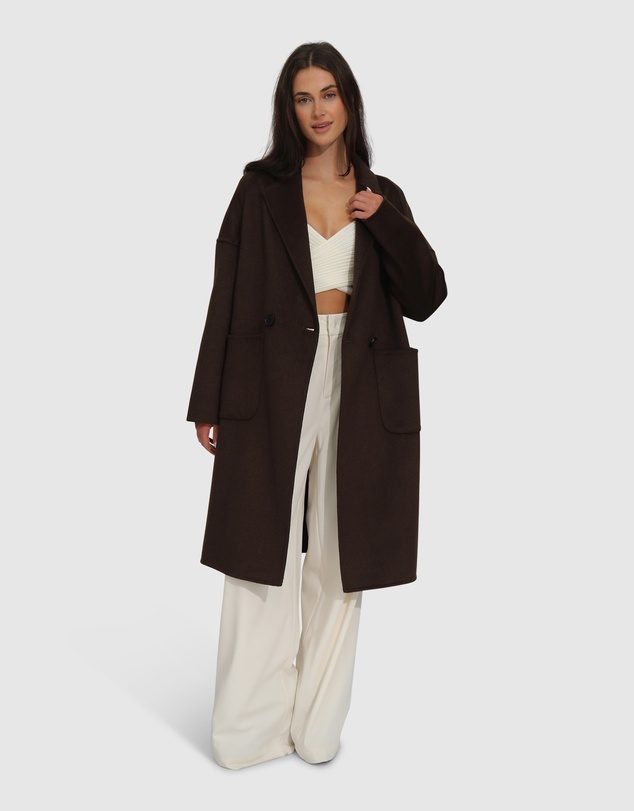 Belle & Bloom - Publisher Double-Breasted Wool Blend Coat