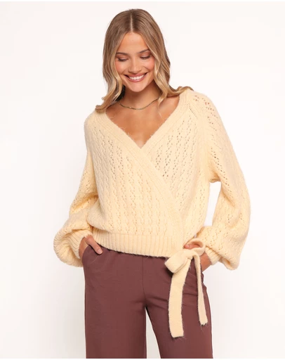 Petal & Pup - Etta Ballet Wrap Knit Sweater - Butter