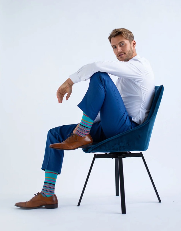 Swanky Socks - Teal Multi Stripes