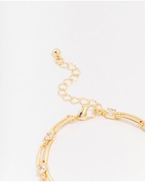 Lovisa - Gold Plated Brass Rectangular Square Cubic Zirconia Bracelet
