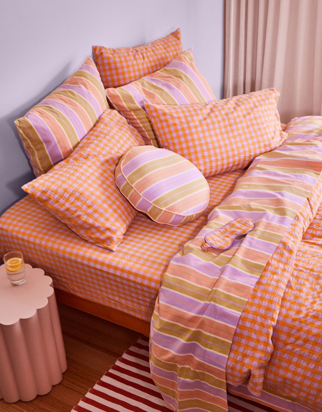 Mosey Me - Kumquat Bloom Seersucker Fitted Sheet