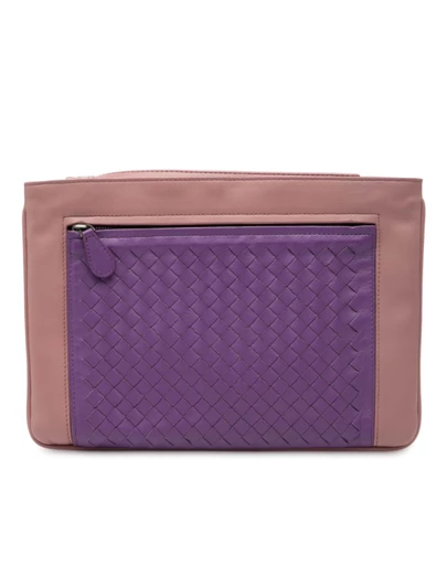 Pre-Loved by Azura Reborn - Pre-Loved Bicolor Nappa Intrecciato Wristlet Clutch