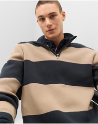 UNISON - Block Stripe Half Zip Knit