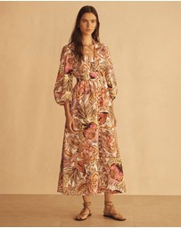 AUR OCEA - Bel Fiore Blousson Tiered Midi Dress