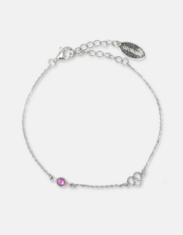 Georgini - Natural Amethyst And Two Natural Diamond February Silver Bracelet