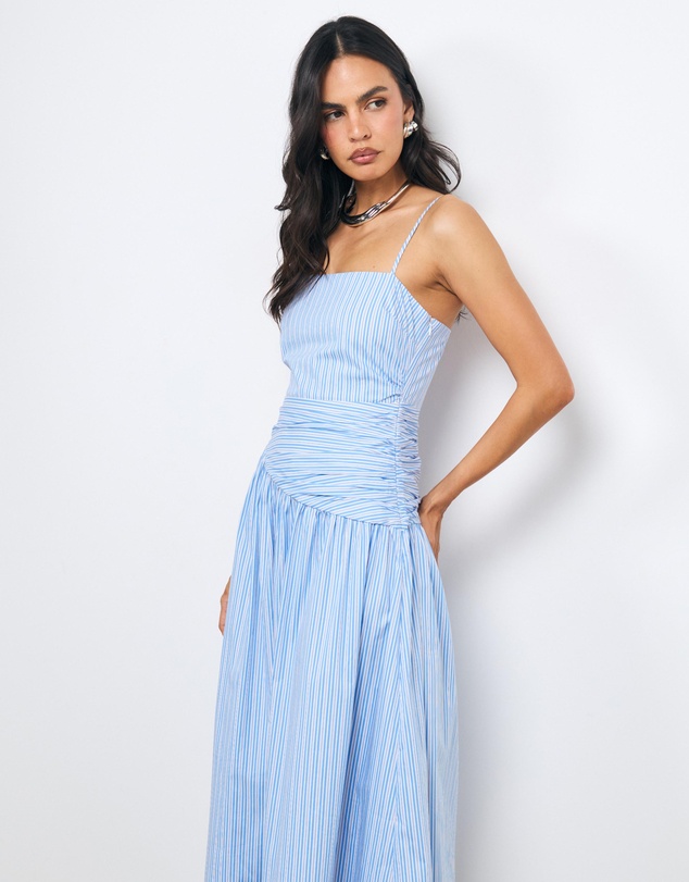 AERE - Teya Cotton Stripe Midi Dress