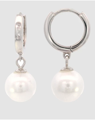 Georgini - Georgini Adagio Nine-2-Five Pearl Hoop Earrings Silver