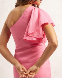 AERE - Linen Frill Midi Dress