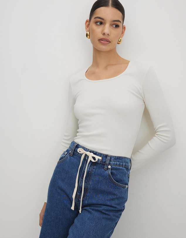 AERE - Jye Scoop Neck Long Sleeve T-Shirt