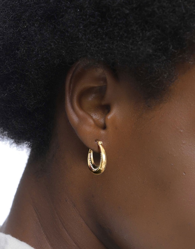 Elli Jewelry - Radiant Inner Gemstone Oval Hoops in Gold-Plated 925 Silver