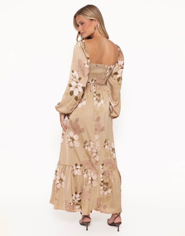 Petal & Pup - Kindra Long Sleeve Maxi Dress - Brown Floral