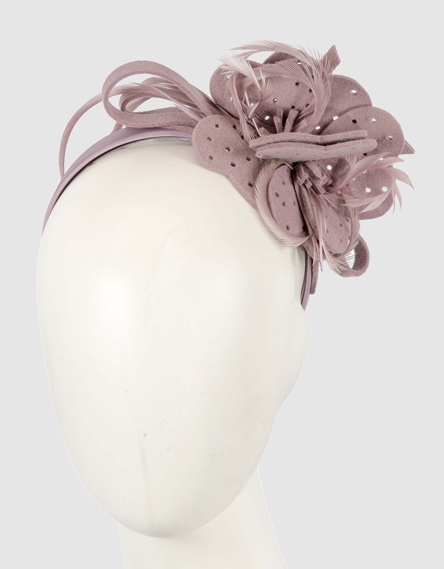 Max Alexander - Felt Dusty Pink Flower Fascinator
