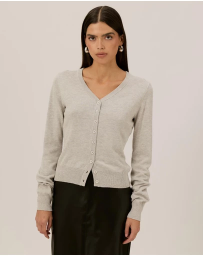 Tussah - Simone Cotton Blend V Neck Knit Cardigan