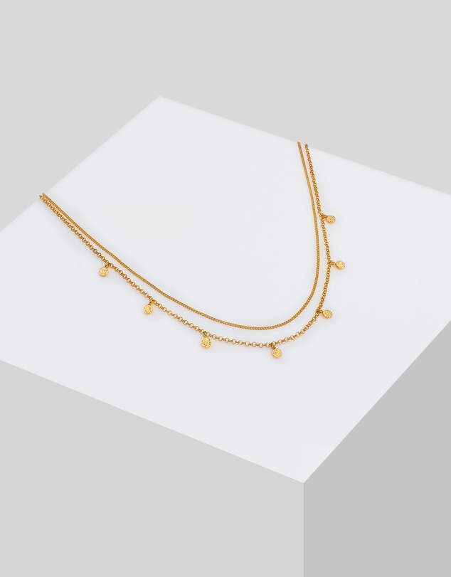 Elli Jewelry - Hammered Tag Layered Necklace in Gold-Plated 925 Silver