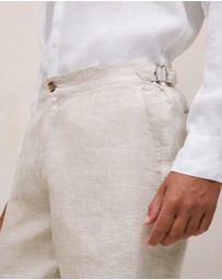 Trenery - Linen Glen Check Short in Stone