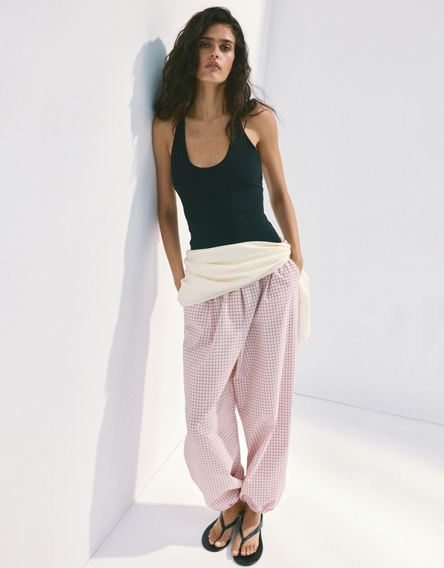 M.N.G - Checked Plaid Baggy Trousers