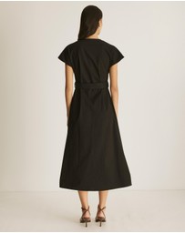 Atmos&Here - Zoe Cotton Twill Belted Midi Dress