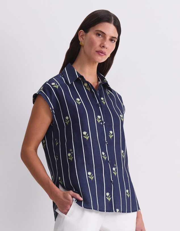 Sportscraft - Hampton Stripe Linen Blouse