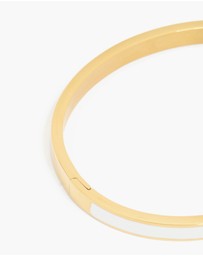 Lovisa - Waterproof Gold Plated Stainless Steel Thick White Enamel Thick Hinged Bangle