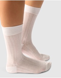 Belle & Bloom - Go For It Classic Ribbed Socks - White