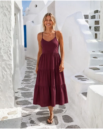 Esther & Co - Sonya Dress - Bordeaux
