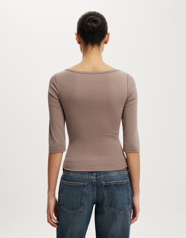 Cotton On - 90S Boatneck ¾ Sleeve