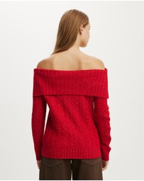 Cotton On - Fluffy Cable Off Shoulder Knit