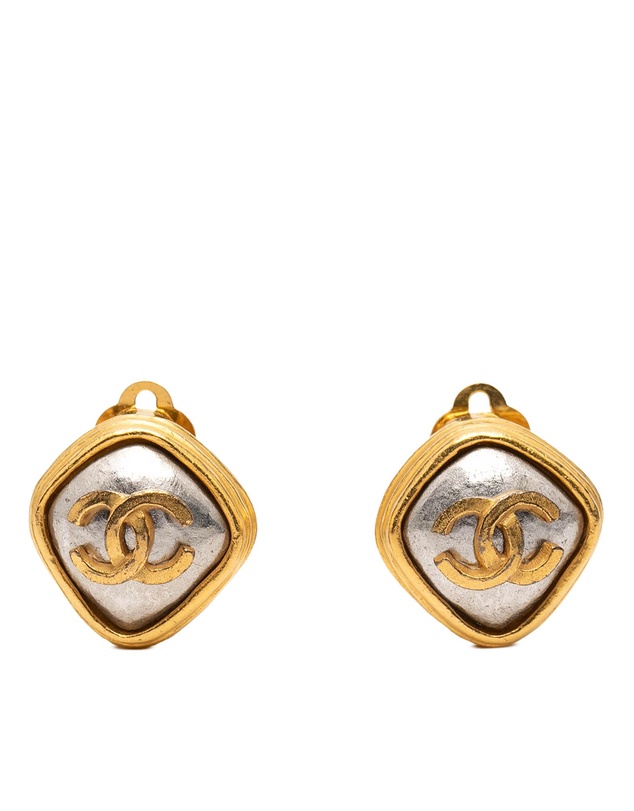 Pre-Loved by Azura Reborn - Pre-Loved CC Gold Plated Diamond Shape Clip on Earrings