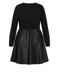 City Chic - Rosa Faux Leather Skater Dress