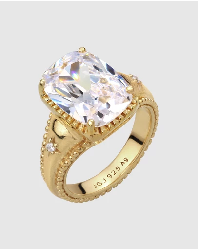 Elli Jewelry - Ring Zirconia 925 Sterling Silver Gold-Plated