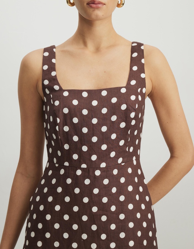 AERE - Tessa Polka Dot Linen Mini Dress