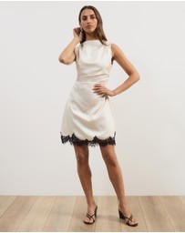 Atmos&Here - Sara Satin Mini Dress With Lace Trim