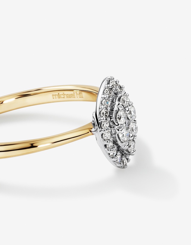 Michael Hill - 0.15 Carat TW Marquise Cluster Diamond Promise Ring in 10kt Yellow and White Gold