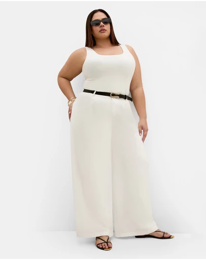 City Chic - Plus size Alexi Lined Wide Leg Pant - ivory