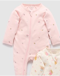Purebaby - 2 Pack Zip Growsuit -Kids-Babies