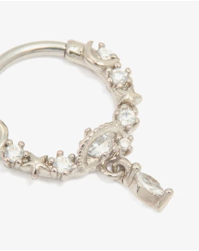 Lovisa - Titanium Cubic Zirconia Drop Clicker Ring