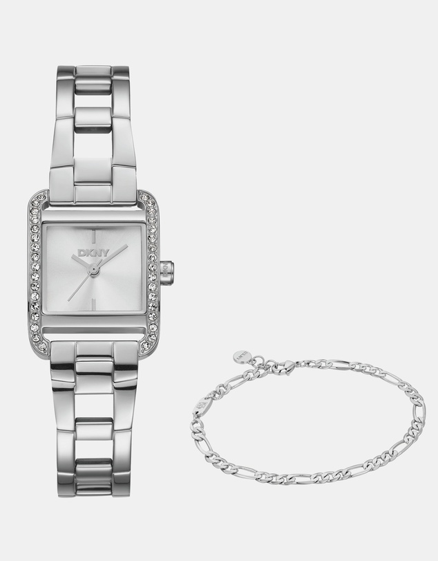 DKNY - Mini Silver 21x27mm Womens Watch + Silver Bracelet