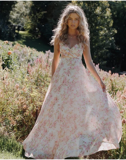 Petal & Pup - Madilyn Maxi Dress - Blurred Pink Floral