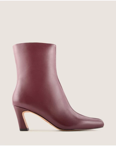 Shelly Shen - Atlas Heel Ankle Boots Burgundy Leather