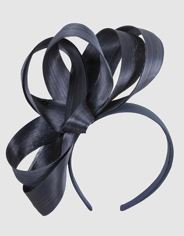 Fillies Collection - Navy Silk Abaca Loops Racing Fascinator
