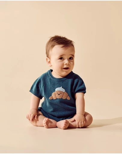 Wilson & Frenchy - Little Croissant Organic Knitted Growsuit - Babies