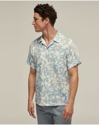 Oxford - Vinny Linen Blend Printed Short Sleeve Shirt