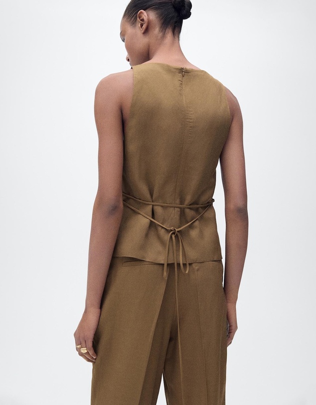 M.N.G - Moskito Linen-Blend Top With Bow