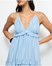 AERE - Ivara V-Neck Tiered Maxi Dress