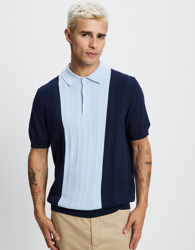 Ben Sherman - Textured Block Stripe Organic Cotton Polo