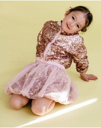 Rock Your Kid - Rebel Sequin Bomber Jacket in Champagne