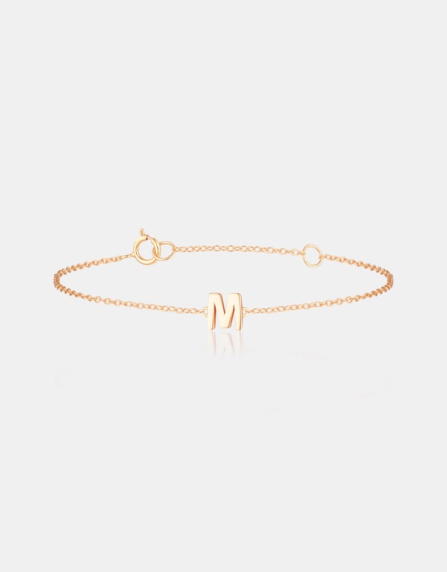 The Silver Collective - Petite A-Z Letter Bracelet Rose Gold- M